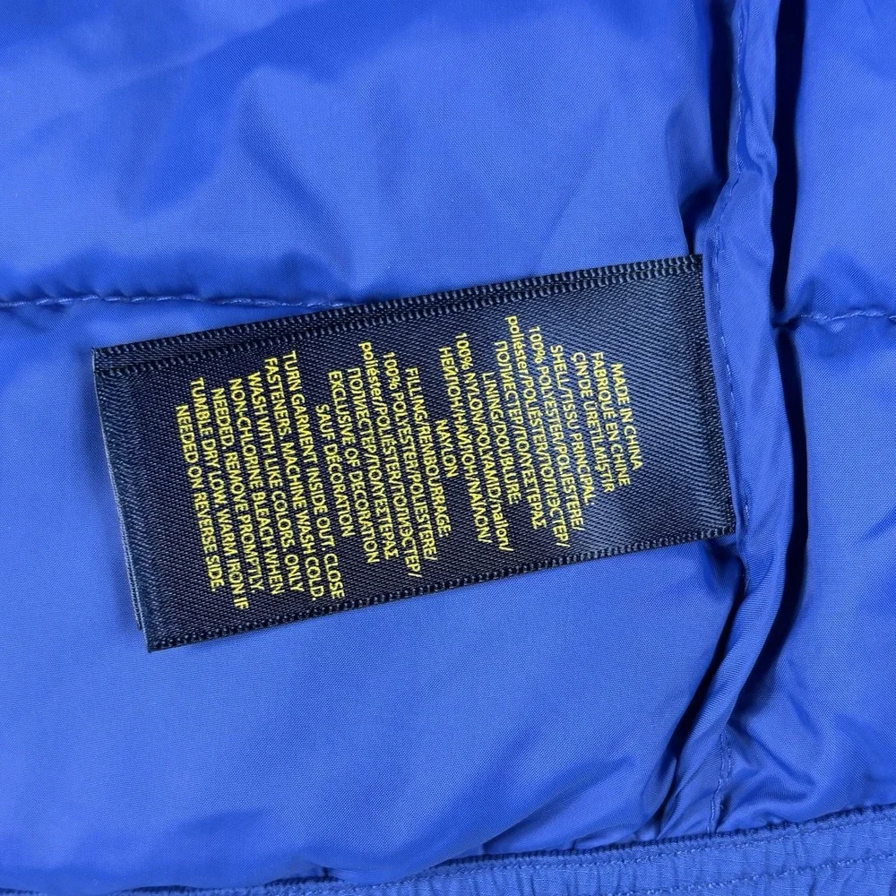 Polo Ralph Lauren Puffer Vest Jacket Boys 7 Blue Red Pony Logo Full Zip Quilted
